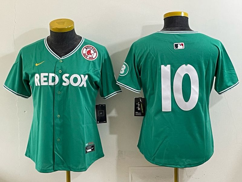Youth 2025 Boston Red Sox #10 No Name Drak Green Joint Name Nike MLB Jersey 09->women mlb jersey->Women Jersey